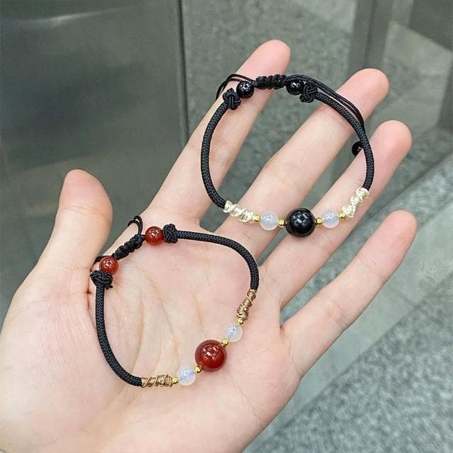 【KT DADA】情侶手鍊 閨蜜手鍊 招財手鍊 水晶手鍊 情人節禮物 手鍊串珠 純銀手鍊 925 紅瑪瑙 黑曜石手鍊