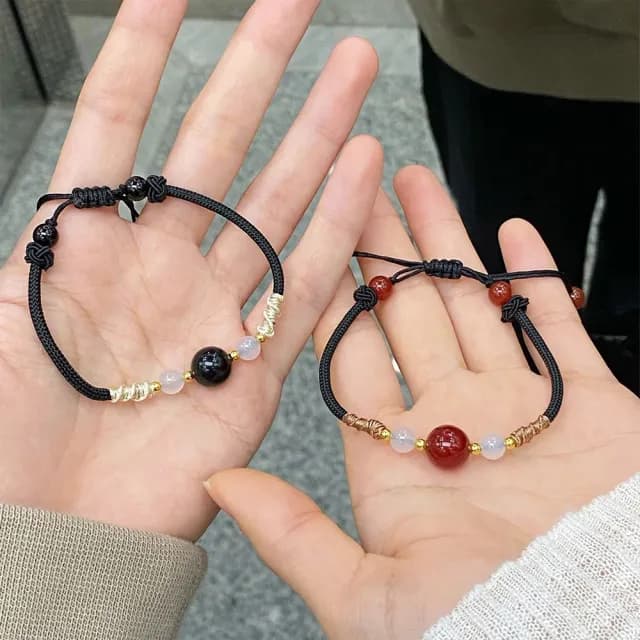 【KT DADA】情侶手鍊 閨蜜手鍊 招財手鍊 水晶手鍊 情人節禮物 手鍊串珠 純銀手鍊 925 紅瑪瑙 黑
