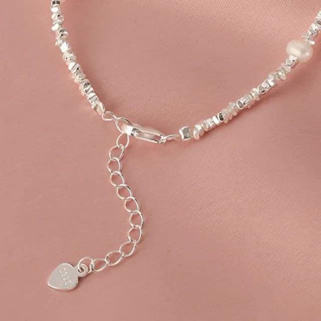 【LEESA】生日禮物\飾品\碎銀子\珍珠手鍊\招財納福\簡約\韓國飾品\手鍊\手鍊女\925純銀\通體純