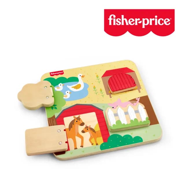 【Fisher price 費雪】木製農場動物板(寶寶安撫/嬰兒玩具/彌月禮/新生兒)
