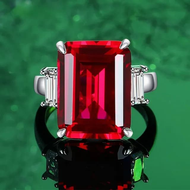 【MoonDy】情人節禮物 指環 純銀戒指 寶石戒指 開口戒指 人造鴿血紅 歐美戒指 S925純銀 祖母綠戒指 復古個