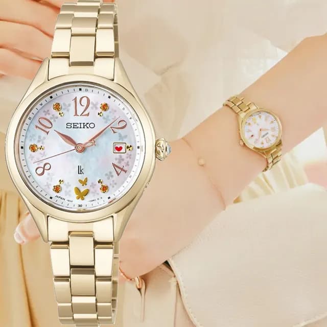 【SEIKO 精工】LUKIA 花藝聯名 30周年限量 鈦金屬太陽能電波女錶 520禮物 送禮(SSQW094J/1B32-0BM0K)