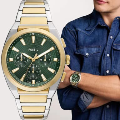 【FOSSIL】Everett 時尚三眼計時手錶-44mm 送禮 禮物 推薦(FS6106)