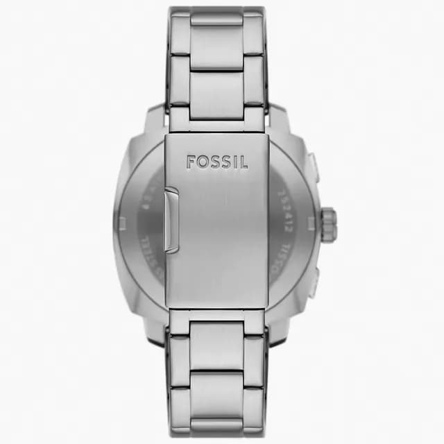 【FOSSIL】Machine 簡約撞色工業風三眼計時手錶-銀x黑/44mm 禮物 送禮 推薦(FS6095)