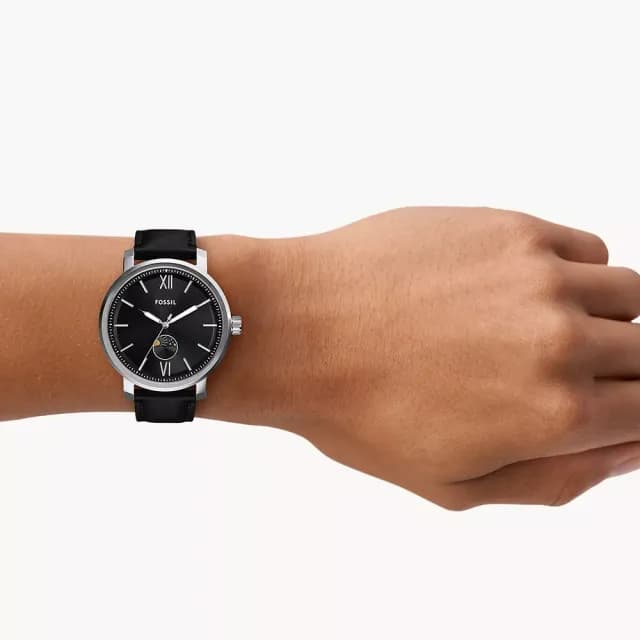 【FOSSIL】Rhett 日月相手錶-銀x黑/43mm 禮物 送禮 推薦(BQ2906)