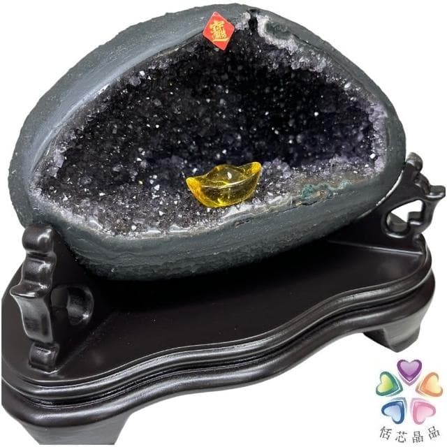【恬芯晶品】HD5精選烏拉圭紫晶洞2.15KG錢袋子(圓洞聚財招財貴人開運風水帝王紫水晶新居禮物補財庫聖誕節)