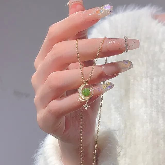 【KT DADA】情人節禮物 和田玉 星球項鍊 高級感 閨蜜項鍊 情人節禮物 女生項鍊 925 純銀項鍊 飾品 生日禮物