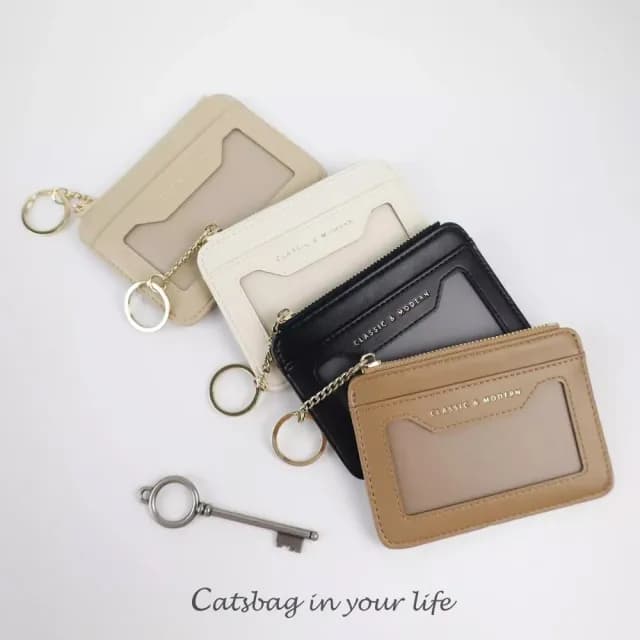 【Catsbag】情人節禮物 輕巧卡片型零錢鑰匙包 鑰匙圈 零錢包 錢包 女生短夾 498