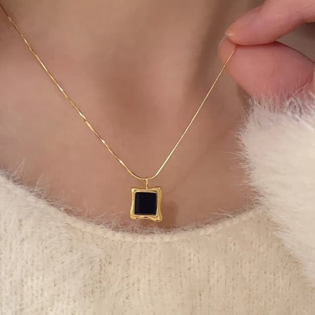 【KT DADA】情人節禮物 黑瑪瑙項鍊 純銀項鍊 蛇骨鍊 毛衣鍊 簡約ins風 小眾設計 鎖骨鍊 首飾 飾品 個性項鍊