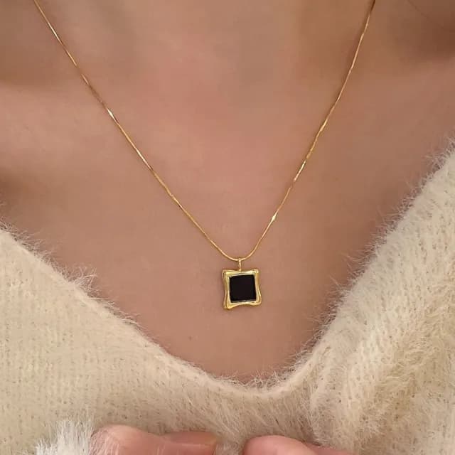 【KT DADA】情人節禮物 黑瑪瑙項鍊 純銀項鍊 蛇骨鍊 毛衣鍊 簡約ins風 小眾設計 鎖骨鍊 首飾 飾品 個性項鍊