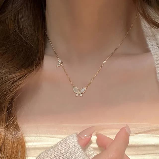 【KT DADA】情人節禮物 蝴蝶吊墜 女生項鍊 純銀項鍊 韓國項鍊 生日禮物 通體純銀 小眾設計 ins風 鎖骨鍊 飾