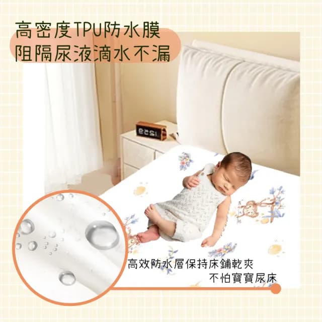 【KIDS PARK】防水尿墊 嬰兒隔水尿墊 聚酯纖維 親膚棉 床單床笠款(TPU防水層/防尿隔水/120*60/親膚透氣)
