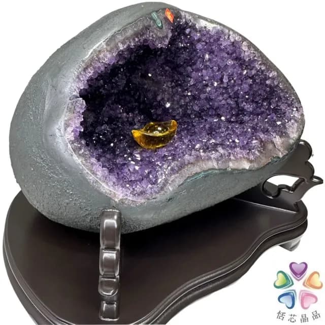 【恬芯晶品】HD30精選烏拉圭紫晶洞錢袋子(圓洞聚財招財貴人開運風水帝王紫水晶新居禮物補財庫聖誕節)