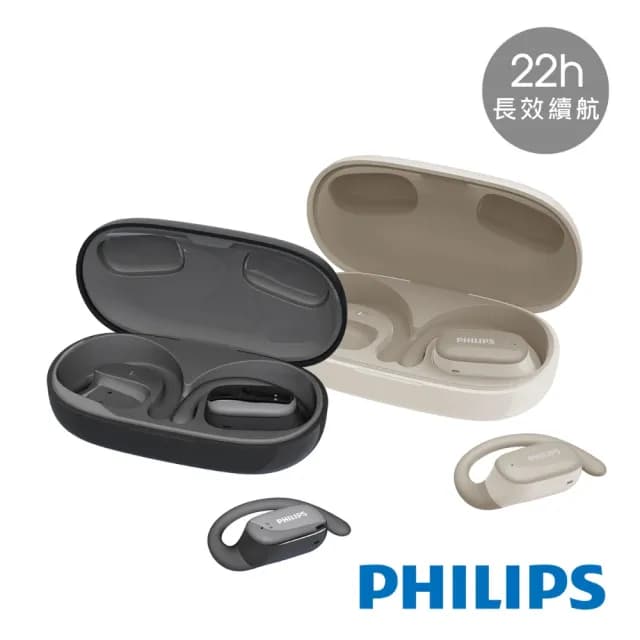 【Philips 飛利浦】長續航開放式真無線藍牙運動耳機-TAT3708
