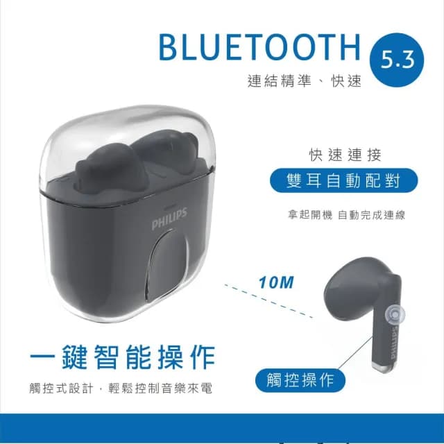 【Philips 飛利浦】通話降噪長續航真無線藍牙耳機-TAT1158