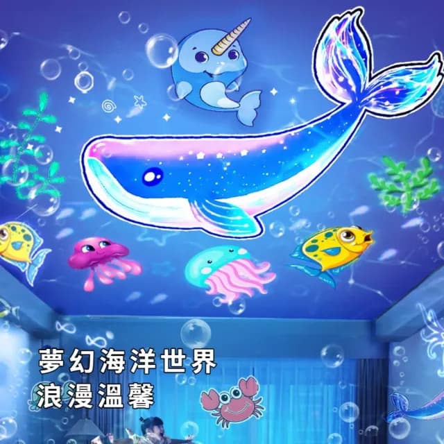【4D全景】夢幻皇冠旋轉音樂盒投影燈-附21款投影片(內置20首音樂 遙控燈 小夜燈 星空燈 兒童 生日禮物)