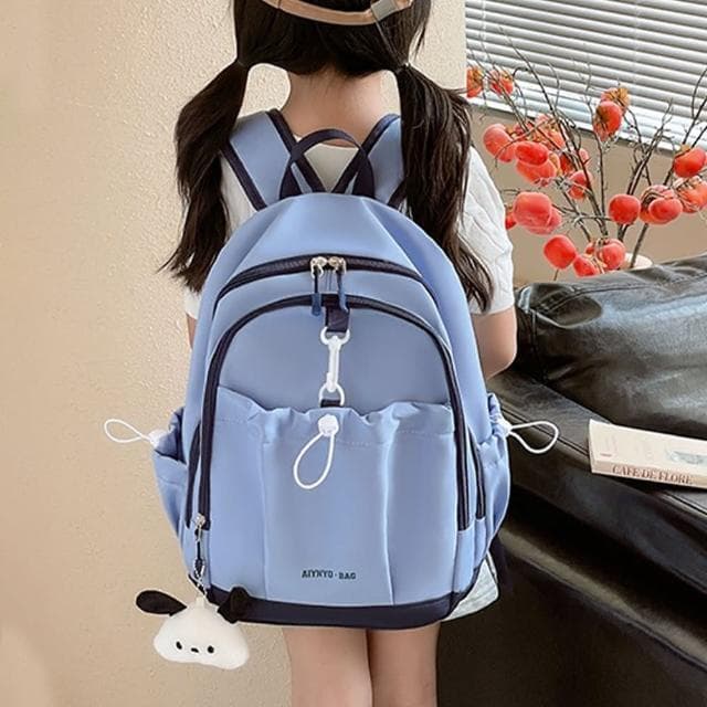 【LEEHER】兒童後背包/尼龍後背包/束口袋背包/小後背包/包包/上課包/奶茶色包包/可愛包包/禮物/