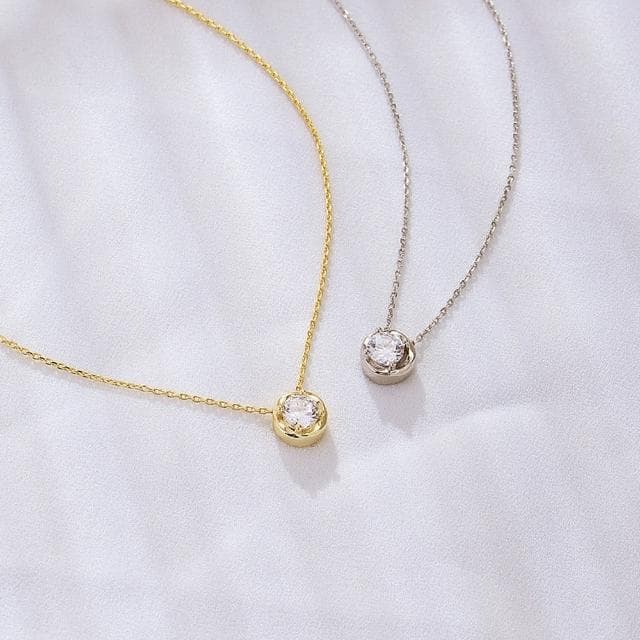 【CReAM】母親節禮物 Beatrice 925純銀單顆8mm包邊輕奢女項鍊(生日 禮物 送禮 禮盒)