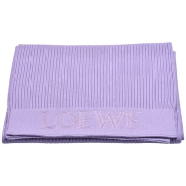 【LOEWE 羅威】經典刺繡品牌LOGO針織羊毛圍巾(紫色F540257X22-6140)