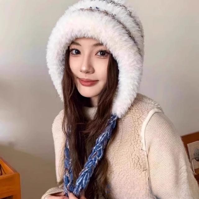 【KT DADA】母親節禮物 包頭帽 護耳帽 保暖帽 雷鋒帽 防寒帽 加絨加厚 可愛百搭 冬天必備 大頭圍毛帽 顯臉