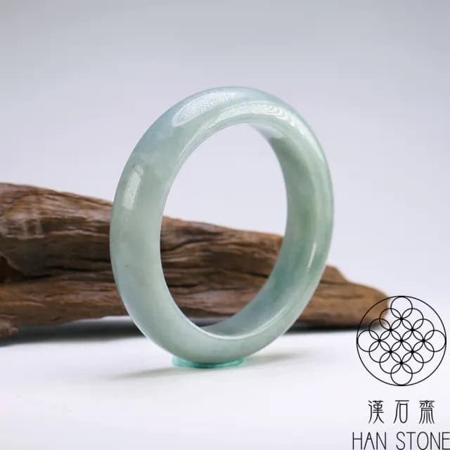 【漢石齋】情人節禮物 天然翡翠A貨 手鐲玉鐲 飄花種帶黃翡 福 利 品(手圍17.2/版寬14.1mm)