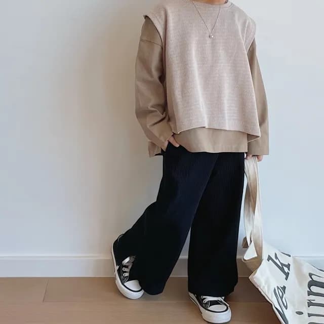 【橘魔法】波紋寬版針織背心（大人賣場）(毛線背心 毛衣 針織 外搭 親子裝 童裝)