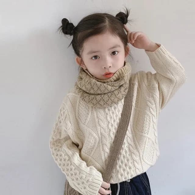 【橘魔法】柔軟菱格紋針織圍脖(圍巾 配件 保暖 過年 新年 寒流 中性款 兒童 小童 女童 男童 童裝 交換禮物)