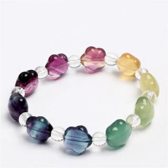 【Paiya 派亞】彩螢石五角星手鏈五星彩螢石手串單圈