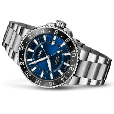 【ORIS 豪利時】AQUIS 時間之海 雙時區顯示 潛水機械腕錶 母親節 禮物 推薦(0179877544135-0782405PEB)