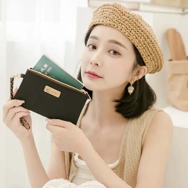 【uma hana】雙11 單色C大調超實用手掛式三層收納防水包三層小收納-2入組(零錢包/票卡包/護照包