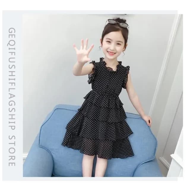 【小衣衫童裝】中大女童雪紡點點蛋糕裙洋裝(1140202)