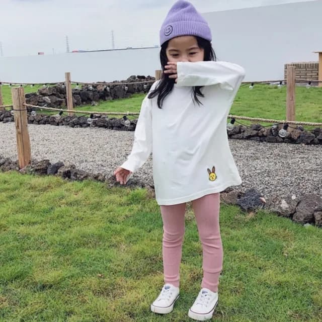 【橘魔法】螺紋坑條彈性長褲(內搭褲 長褲 安全褲 貼身褲 褲子 女童 兒童 童裝 中童)