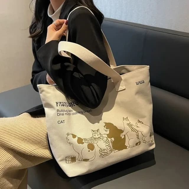 【SUNORO】父親節禮物 復古美拉德風時尚帆布手提包 大容量通勤包  學生百搭單肩包 購物袋 側肩包 托特包