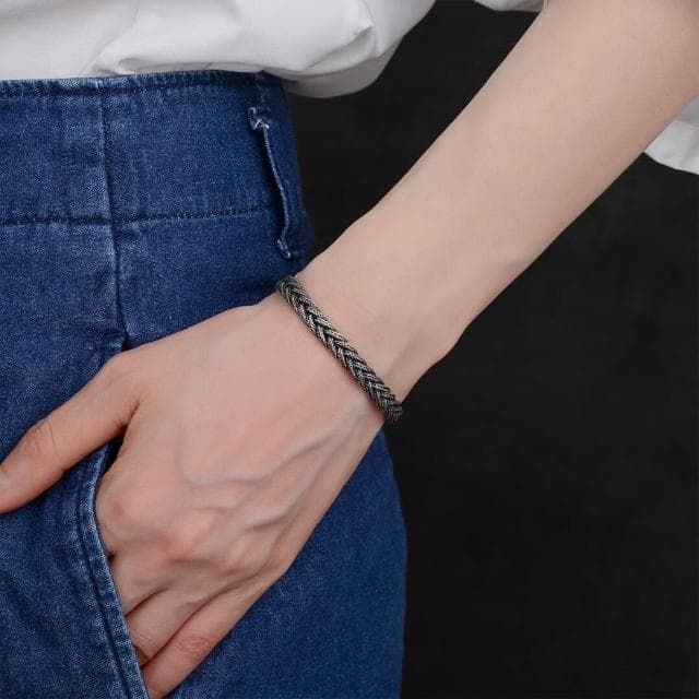 【KT DADA】母親節禮物 簡約ins風 小眾設計 男女通用 復古風 歐美手鍊 925純銀 編織手鍊  通體純銀 飾品 手
