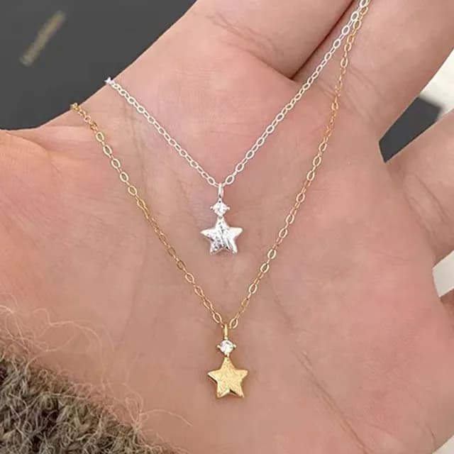 【KT DADA】鎖骨鏈 小眾設計 個性項鍊 韓國飾品 小禮物 925純銀項鍊 18k金項鍊  生日禮物 星星