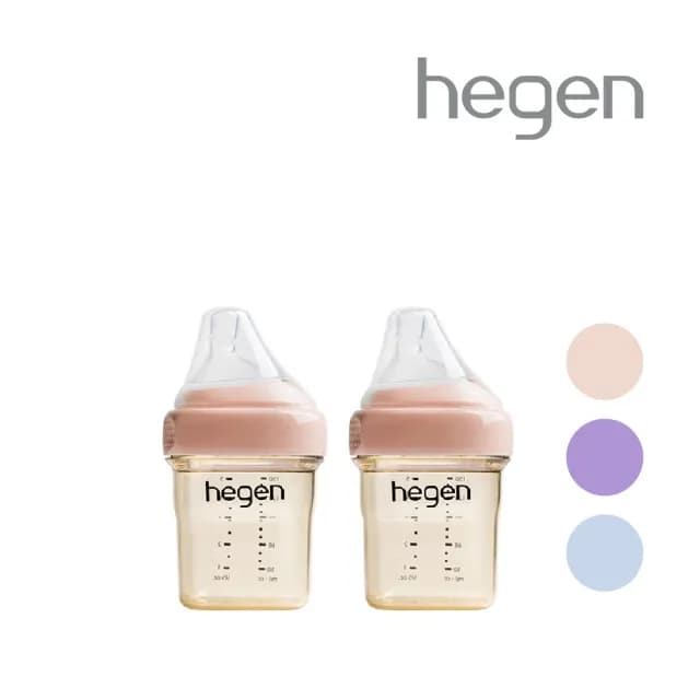【hegen 總代理】PCTO™ 金色奇蹟PPSU多功能方圓型寬口奶瓶 150ml 雙瓶組(嫣粉/沁藍/漾紫)