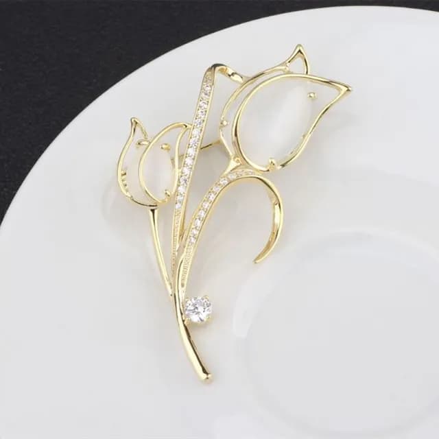 【Penny珮妮】韓版貓眼石鬱金香胸針吊墜兩用(母親節 送女友 交換禮物  生日禮 情人節 尾牙 新年 結婚)