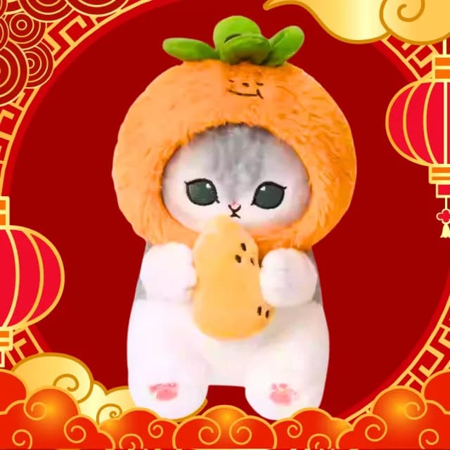 【mofusand】貓福珊迪招財貓好柿花生抱枕貓玩偶貓咖啡廳擺飾(開業送禮喬遷告白玩偶情人生日禮物女友禮物)