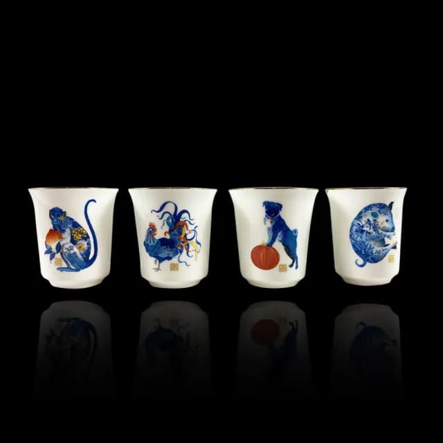 【TALES 神話言】十二生肖藝術骨瓷茶杯收藏組(澳洲展出/透光/清酒杯/文創/禮品/禮物/收藏)