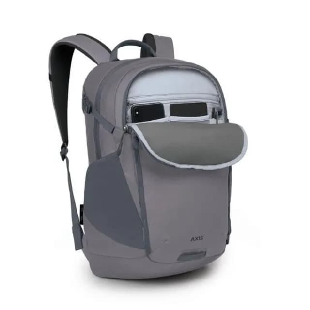 【Osprey】情人節禮物 Axis 24 多功能通勤電腦背包 聲波灰 Soundwave Grey(休閒後背包 雙肩後背包 筆電背包