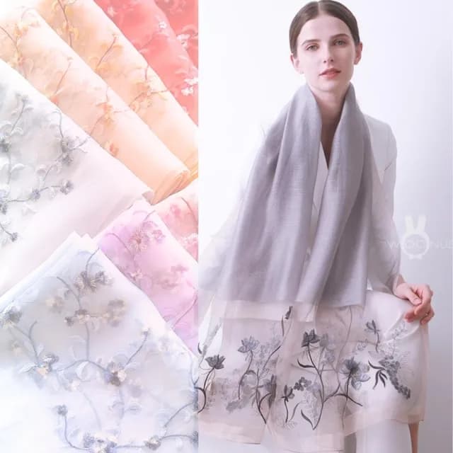 【WOONUE】宮廷絲綢羊毛蠶絲披肩圍巾絲巾防曬禮服披肩冷氣披巾(生日禮物母親節媽女友老婆禮物情人節)