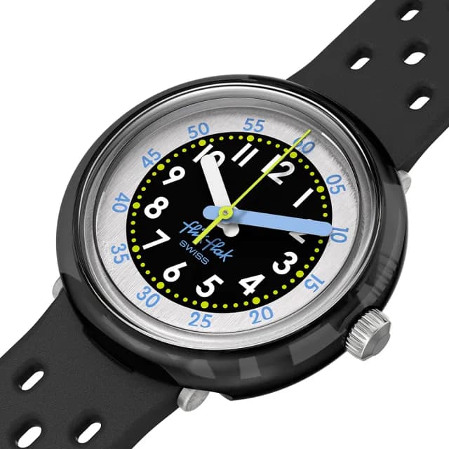 【Flik Flak】兒童手錶 FIZZ IN BLACK /兒童禮物/安全防水/瑞士製造 FCNP001(31.85mm)