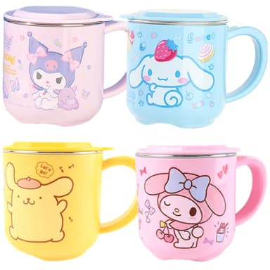 【TDL】三麗鷗大耳狗美樂蒂酷洛米兒童不鏽鋼水杯杯子漱口杯隔熱杯附蓋子260ml K-0052(禮物 聖誕節 平輸品)