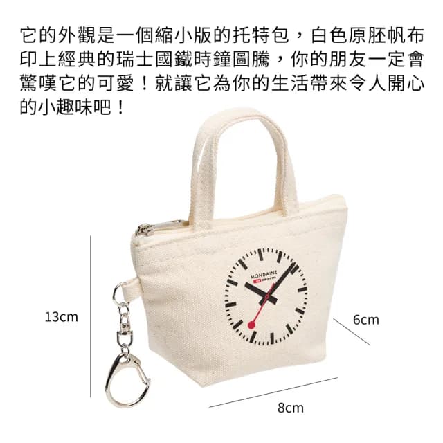 【MONDAINE 瑞士國鐵】Petite迷你吊飾小包/耳機包/零錢包/鑰匙包 – White Tote