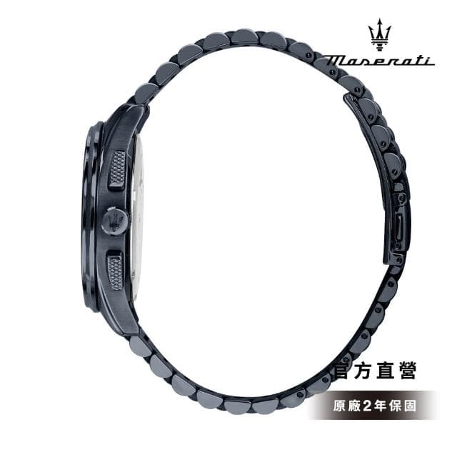 【MASERATI 瑪莎拉蒂 官方直營】Sorpasso 迅捷疾馳系列三眼手錶 藍色不鏽鋼錶帶 42MM R8873624005