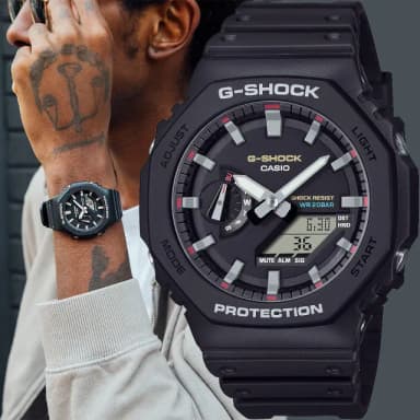 【CASIO 卡西歐】G-SHOCK 經典配色八角雙顯手錶 送禮 禮物 推薦(GA-2100RL-1A)