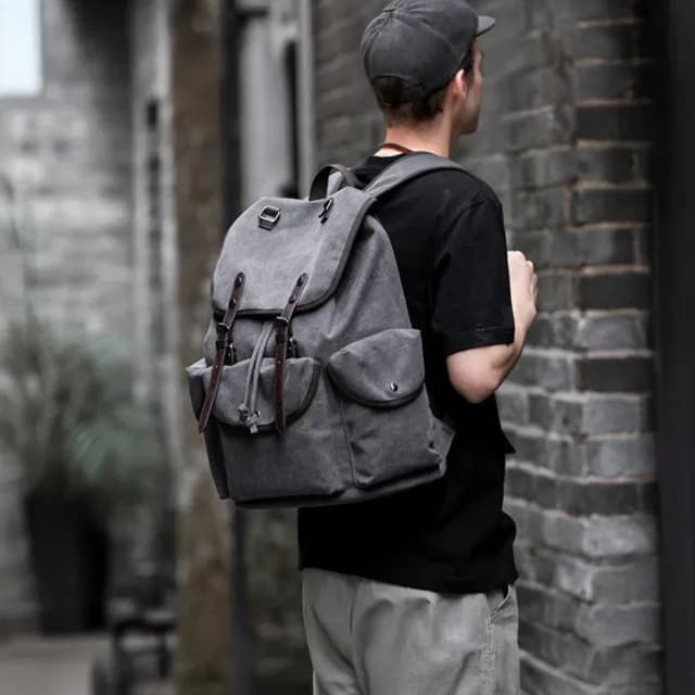 【WHOSE BAG】情人節禮物 大容量水洗復古帆布後背包 男女雙肩包 NO.WBOM056(男後背包 女後背包 筆電後背包)