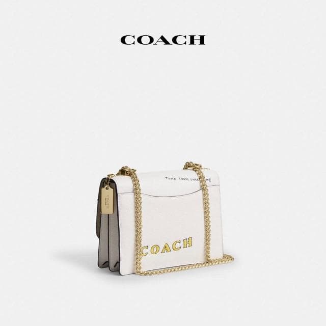 【COACH】蔻馳官方直營 KLARE素描印花斜背手袋-IM/粉筆白色 混合色(CAK15)