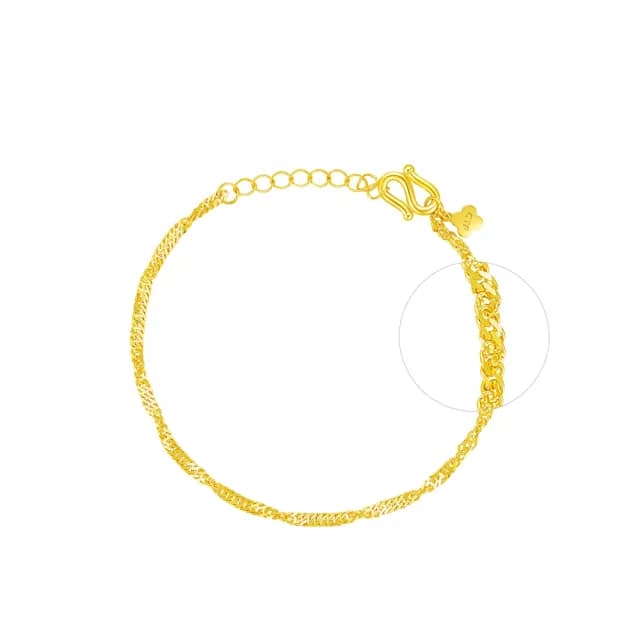 【周大福】簡約時尚爆閃水波手鍊黃金手鍊素鍊_計價黃金(鍊長15cm)