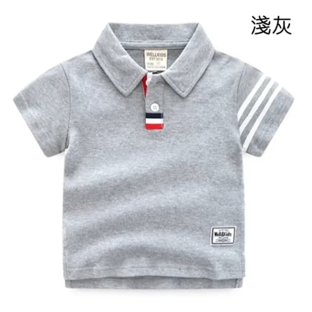 【橘魔法】織帶槓條棉質翻領POLO衫(短袖上衣 休閒衫 運動 兒童 童裝 男童)